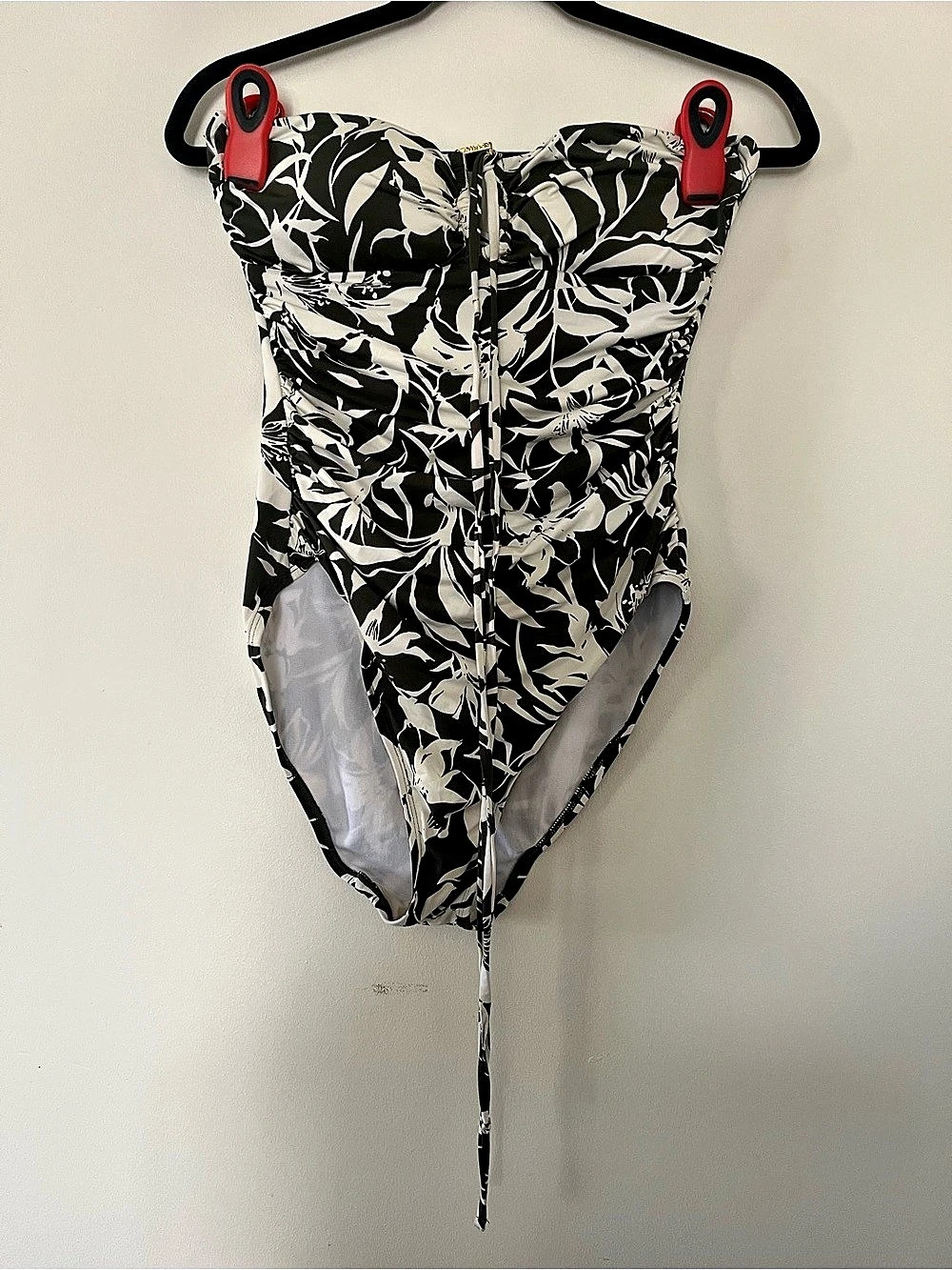 Lauren Ralph Lauren Olive Green White Botanical Print One Piece Swimsuit 10